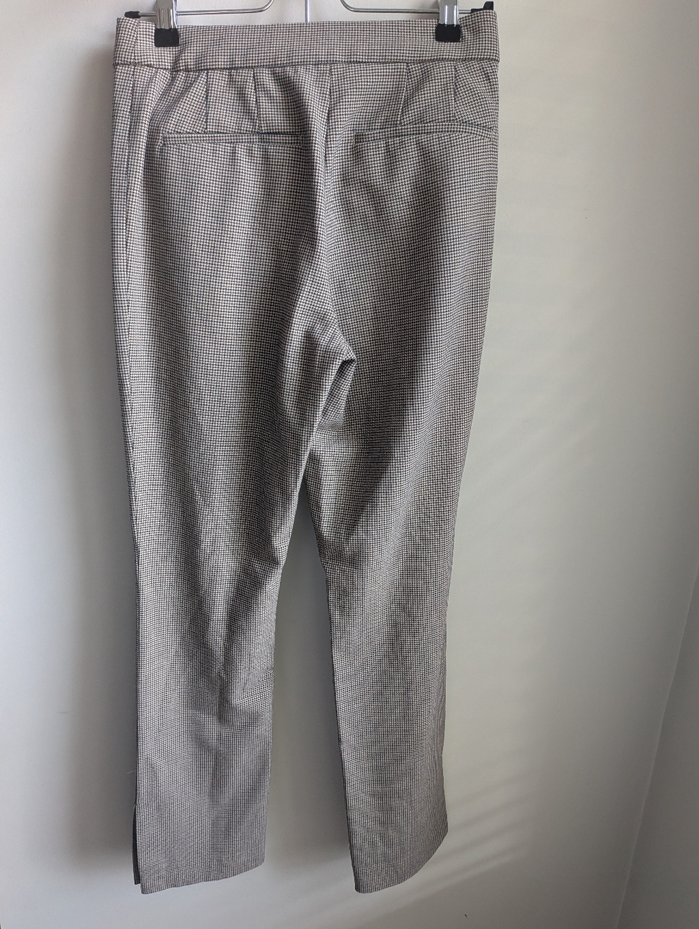 Houndstooth Straight Leg Pant With Ankle Slit - Picture 3 of 8